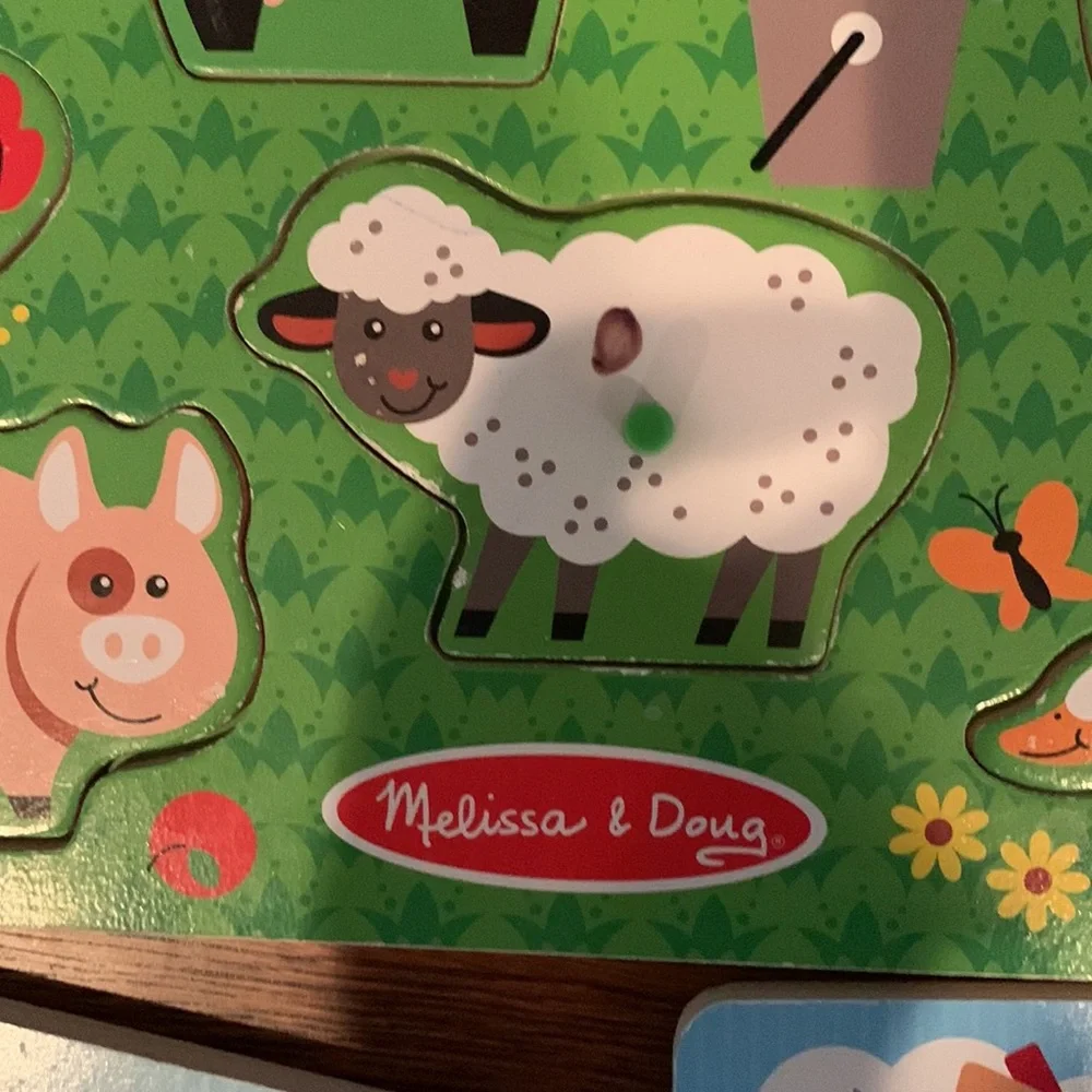 A set of Melissa and Doug developing toddler toys